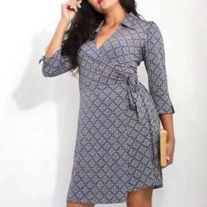 Laundry by Shelli Segal Geometric Print 3/4 Sleeve Wrap Dress